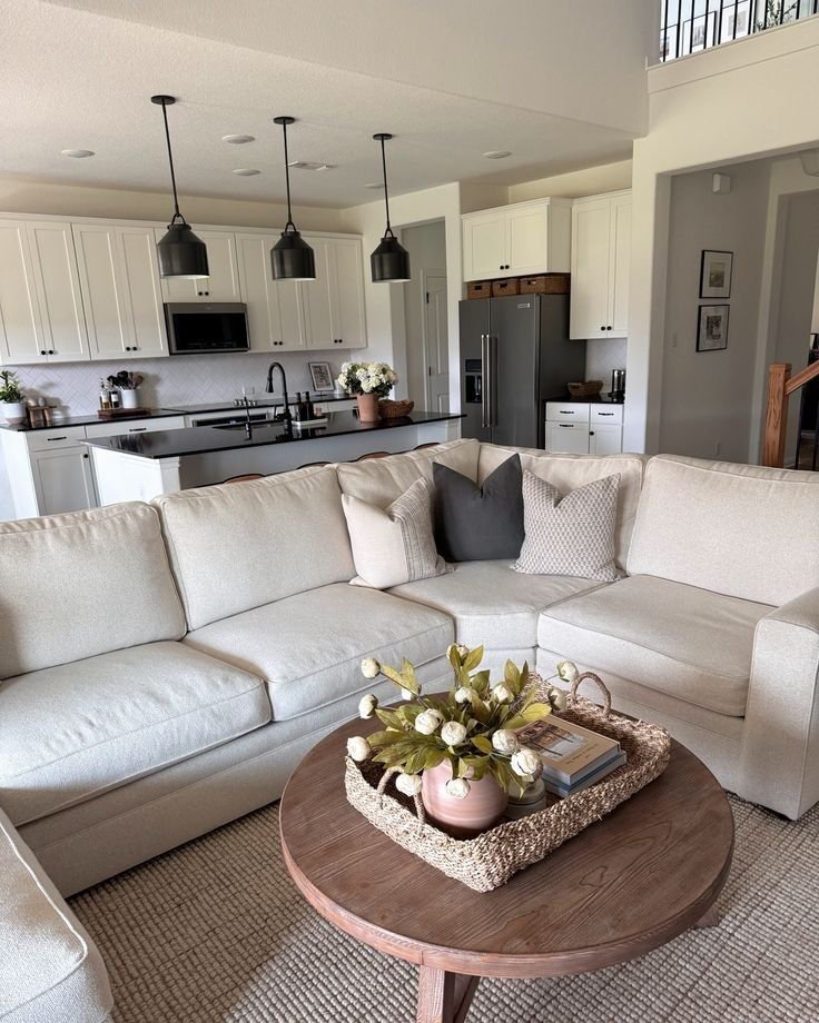 Immaculately clean luxury Florida living room and kitchen